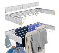 Santa Eulalia TENDEDERO Plegable DE Pared 100 CM - TENDEDERO RETRÁCTIL DE Aluminio - TENDEDERO Extensible Pared con 6 Ganchos Y 2 Colgantes - TENDEDERO Interior Y Exterior SOPORTA hasta 25 KG