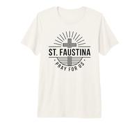Santa Faustina ruega por Nosotros Cruz Católica Camiseta Premium