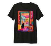 Santa Fe Cat Desert Window Colorido Suroeste Camiseta Premium