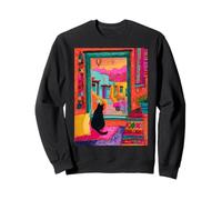 Santa Fe Cat Desert Window Colorido Suroeste Sudadera
