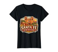 Santa Fe Nuevo México Recuerdo Ciudad Estado Capital Vintage Camiseta gráfica económica, Mujer, Negro, L