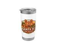 Santa Fe Nuevo México Recuerdo Ciudad Estado Capital Vintage Vaso térmico de acero inoxidable de doble pared