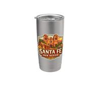 Santa Fe Nuevo México Recuerdo Ciudad Estado Capital Vintage Vaso térmico de acero inoxidable de doble pared