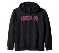 Santa Fe Nuevo México Souvenir Sport College Style Rojo Texto Sudadera con Capucha
