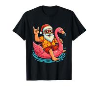 Santa Flamingo Floatie Funny Christmas in July Summer Xmas Camiseta