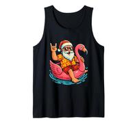 Santa Flamingo Floatie Funny Christmas in July Summer Xmas Camiseta sin Mangas