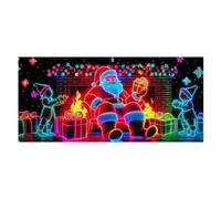 Santa Garage Door Cover - 13x6ft UV Fluorescent Holiday Decoration, Festive Living Room Backdrop, Christmas Home Decor for Family Gatherings, Winter Festivities, Street Displays, Garden Use