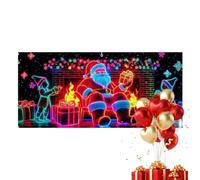 Santa Garage Door Cover - 157x70 pulgadas UV Fluorescent Polyester Banner | Winter Festive Garden Decor, Vibrant Sunlight Visible Backdrop, Outdoor Holiday Display For Suburban Family Gatherings