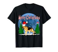 Santa German Shepherd Dog Holiday Merry Christmas Xmas Camiseta