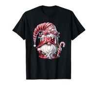 Santa GNOME Graphic For Xmas Women Men Christmas Candy Cane Camiseta