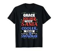 Santa Grace Christmas con un Divertido Nombre de Gracia Camiseta gráfica económica, Hombre, Negro, L
