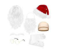 Santa Hat And Beard | Suministros de traje de fiesta de Navidad - Christmas Role Play Accessories for Men Women Youth Family Son Daughter Husband