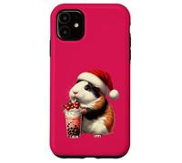 Santa Hat Guinea Pig Bubble Tea Milk Guinea Pig Christmas Carcasa para iPhone 11