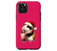 Santa Hat Guinea Pig Bubble Tea Milk Guinea Pig Christmas Carcasa para iPhone 11 Pro