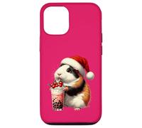 Santa Hat Guinea Pig Bubble Tea Milk Guinea Pig Christmas Carcasa para iPhone 12/12 Pro