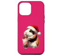 Santa Hat Guinea Pig Bubble Tea Milk Guinea Pig Christmas Carcasa para iPhone 12 Pro MAX