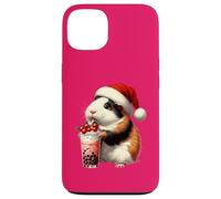 Santa Hat Guinea Pig Bubble Tea Milk Guinea Pig Christmas Carcasa para iPhone 13