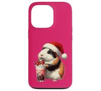 Santa Hat Guinea Pig Bubble Tea Milk Guinea Pig Christmas Carcasa para iPhone 13 Pro