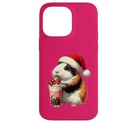 Santa Hat Guinea Pig Bubble Tea Milk Guinea Pig Christmas Carcasa para iPhone 14 Pro MAX