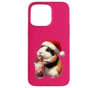 Santa Hat Guinea Pig Bubble Tea Milk Guinea Pig Christmas Carcasa para iPhone 15 Pro MAX