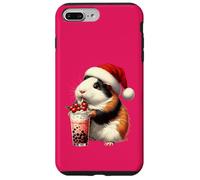 Santa Hat Guinea Pig Bubble Tea Milk Guinea Pig Christmas Carcasa para iPhone 7 Plus/8 Plus