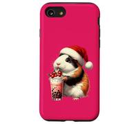 Santa Hat Guinea Pig Bubble Tea Milk Guinea Pig Christmas Carcasa para iPhone SE (2020) / 7/8