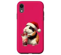 Santa Hat Guinea Pig Bubble Tea Milk Guinea Pig Christmas Carcasa para iPhone XR