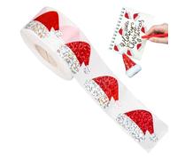 Santa Hat Stickers Roll - 500pcs Christmas Adhesive Seal Decals | 3cm Diameter Coated Paper Festive Stickers for Envelope Journal Greeting Card Scrapbook Holiday Home Gathering School Kids Adults
