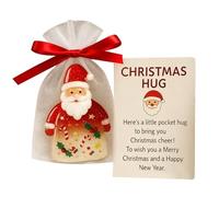 Santa Hug Ornament - Acrylic Pocket Charm, Festive Comfort Token | Heartwarming Mini Gift with Cheerful Message, Encouraging Keepsake Piece for Kids Teens Adults Students Home Travel Office Holiday