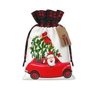 Santa In A Car 1 bolsa con cordón, 4.7 x 6.9 pulgadas, para regalos, viajes y uso diario con etiquetas de regalo de papel kraft