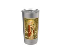 Santa Inés de Roma Arte Vintage Católica Patrona Vaso térmico de acero inoxidable de doble pared