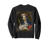 Santa Inés de Roma Tarjeta de oración Vintage Arte Católico Santos Sudadera