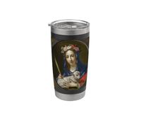 Santa Inés de Roma Tarjeta de oración Vintage Arte Católico Santos Vaso térmico de acero inoxidable de doble pared
