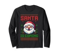 Santa is Coming Pixel Art Retro Christmas Graphic Manga Larga