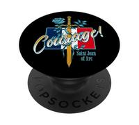 Santa Juana de Arco Cita Valor Católica Santa Francia PopSockets PopGrip Adhesivo