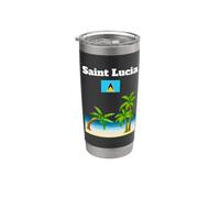 Santa Lucía bandera amante de la playa Santa Lucía recuerdo de viaje Vaso térmico de acero inoxidable de doble pared