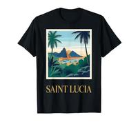 Santa Lucía Pitons Caribbean Island Vintage Travel Design Camiseta