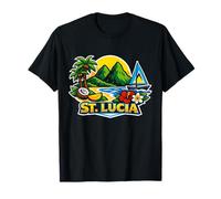 Santa Lucía Tropical Island Sunset Beach Travel Art Souvenir Camiseta