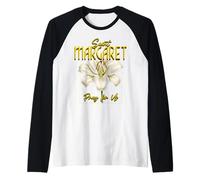 Santa Margarita María Escocia Lirio Pureza Santa Católica Camiseta Manga Raglan
