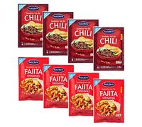 Santa Maria 4 Sobres para Condimento de Mezcla de especias para chile (16 porciones) + 4 Sobres para Especias mezcladas para Relleno de Tortilla y Fajita (16 porciones) - Total 8 Sobres (224 gramos)