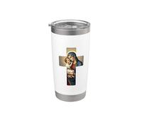 Santa María Con Niño Jesucristo Santa María Cruz Icono Vaso térmico de acero inoxidable de doble pared