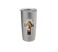 Santa María Con Niño Jesucristo Santa María Cruz Icono Vaso térmico de acero inoxidable de doble pared