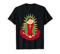 Santa María de Guadalupe Cartoon Reina del Cielo Floral Camiseta