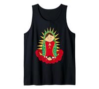 Santa María de Guadalupe Cartoon Reina del Cielo Floral Camiseta sin Mangas
