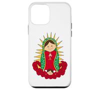 Santa María de Guadalupe Cartoon Reina del Cielo Floral Carcasa para iPhone 12 mini