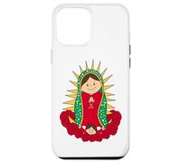 Santa María de Guadalupe Cartoon Reina del Cielo Floral Carcasa para iPhone 12 Pro Max
