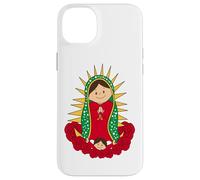 Santa María de Guadalupe Cartoon Reina del Cielo Floral Carcasa para iPhone 14 Plus