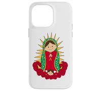 Santa María de Guadalupe Cartoon Reina del Cielo Floral Carcasa para iPhone 14 Pro Max
