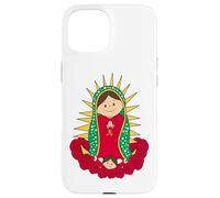 Santa María de Guadalupe Cartoon Reina del Cielo Floral Carcasa para iPhone 15