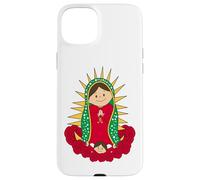 Santa María de Guadalupe Cartoon Reina del Cielo Floral Carcasa para iPhone 15 Plus